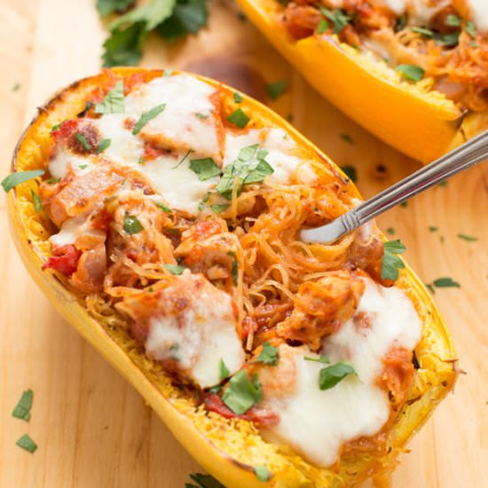 Cheesy Chicken Spaghetti Squash