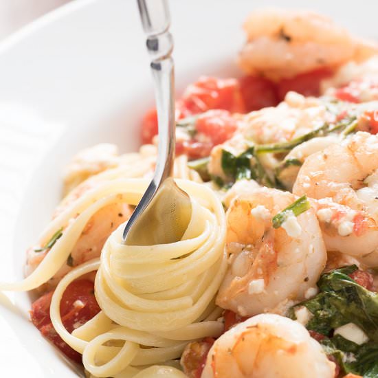 Spicy Shrimp Pasta with Feta