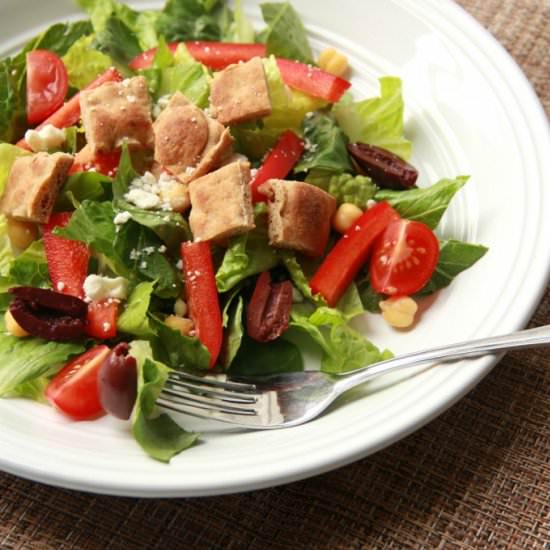 Greek Salad with Pita Croutons