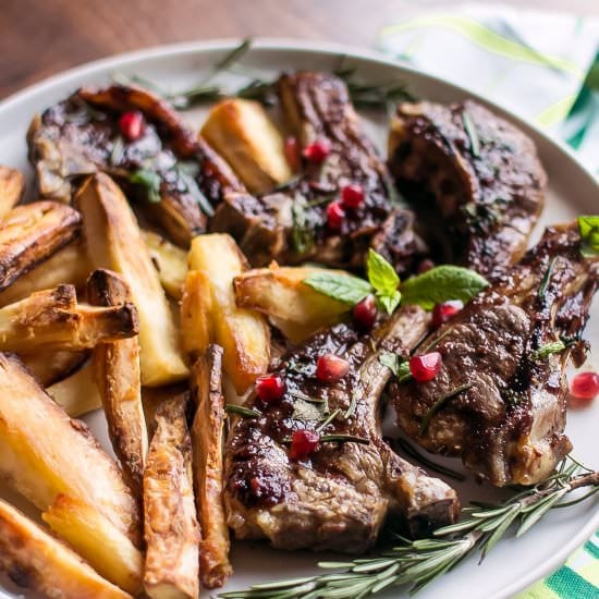 Lamb Cutlets with Pomegranate Sauce