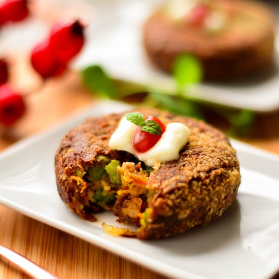 Veggie Cutlets w/ Flaxseed & Oats
