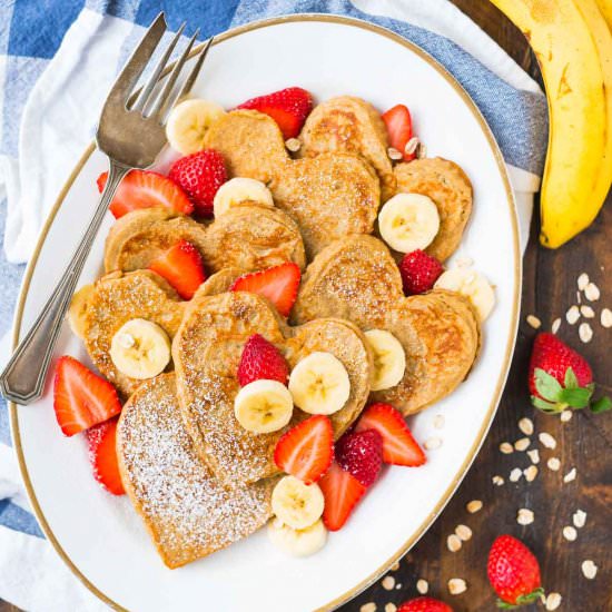 Valentine Banana Oatmeal Pancakes