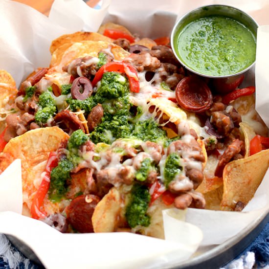 Spanish Potato Nachos & Chimichurri
