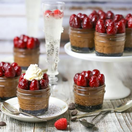 Raspberry Triple Chocolate Cheesecake