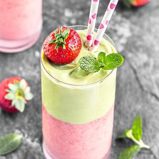 Avocado Strawberry Layered Smoothie