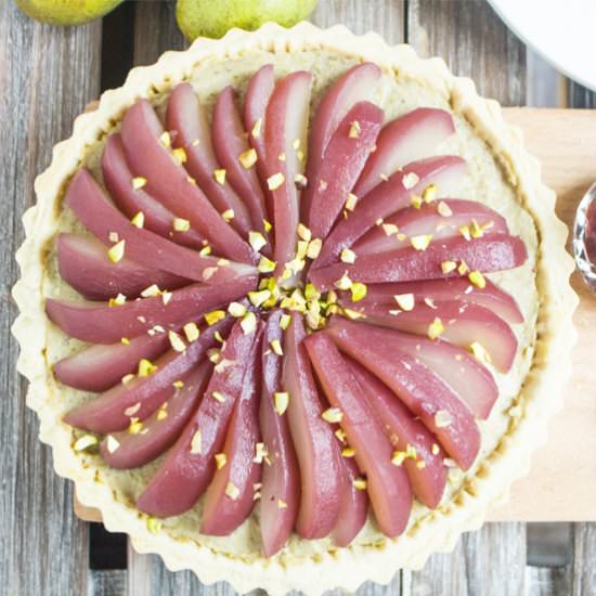 Poached Pear and Pistachio Tart