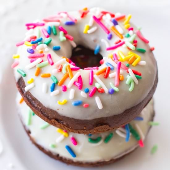 Chocolate Vanilla Sprinkle Donuts