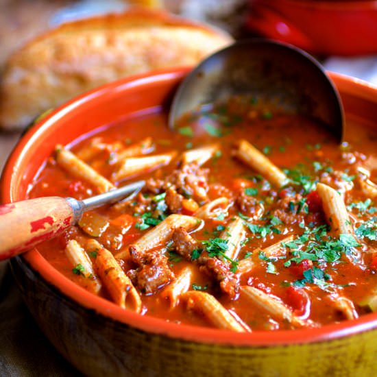 Spicy Italian Sausage & Penne Soup