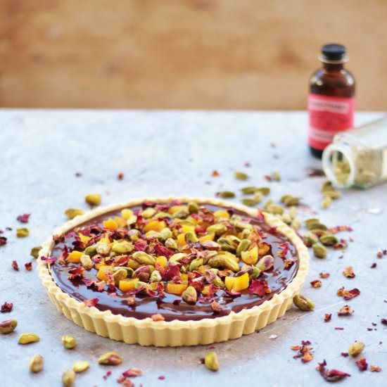 Cardamom and Rose Chocolate Tart