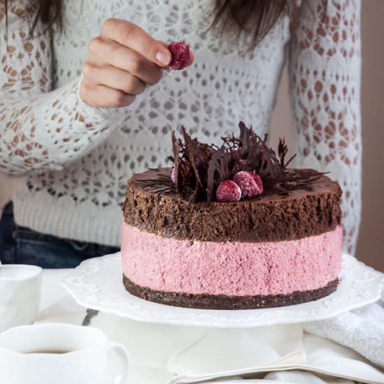 Raspberry & Chocolate Mousse Cake