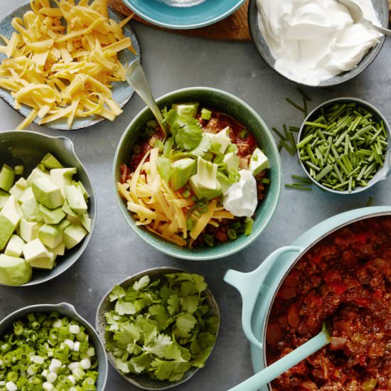 Smoky Beef and Black Bean Chili Bar