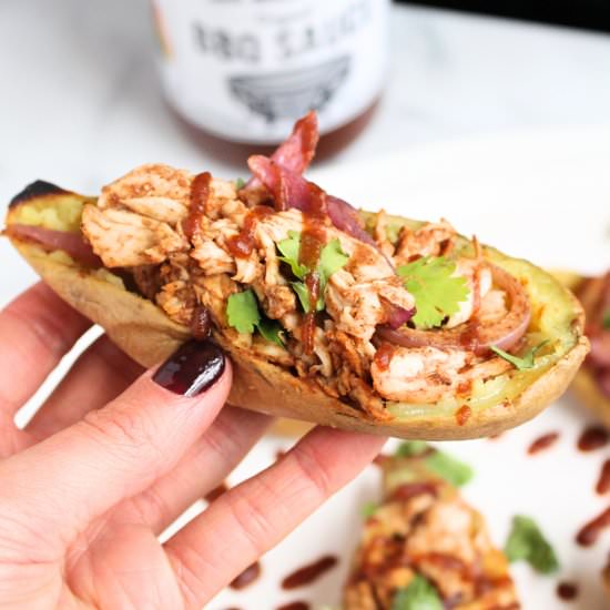 BBQ Chicken Sweet Potato Skins