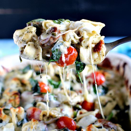 Sausage Pesto Tortellini Casserole
