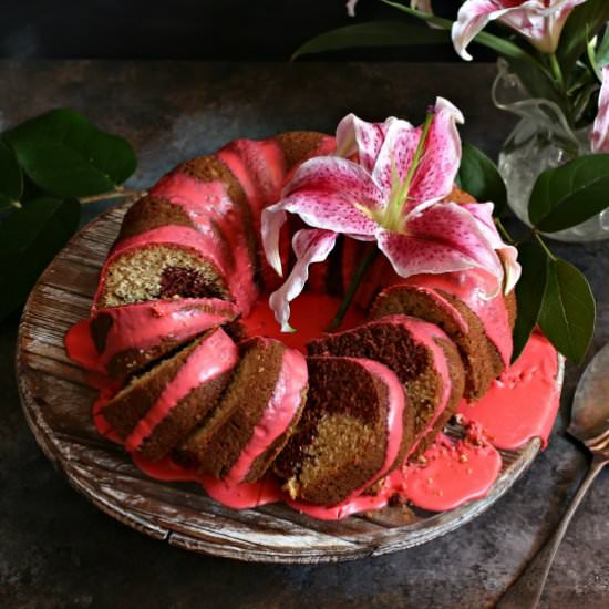 Red Velvet Swirl Cake w/White Choc