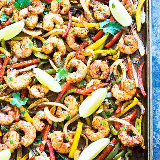 Sheet Pan Shrimp Fajitas