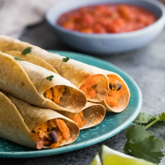 Freezer Sweet Potato Baked Taquitos