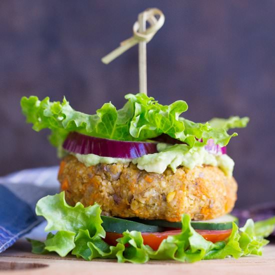 Millet, Sweet Potato, and Lentil Burger