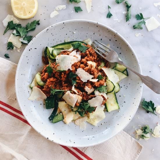 ZUCCHINI PAPPARDELLE WITH BOLOGNESE