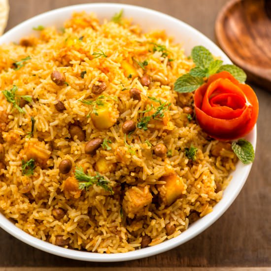 Tomato Pulao with Paneer