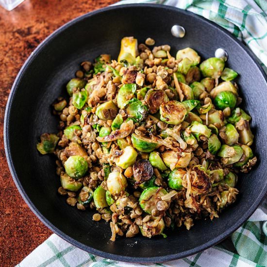 Lentil and Brussels Sprouts Skillet