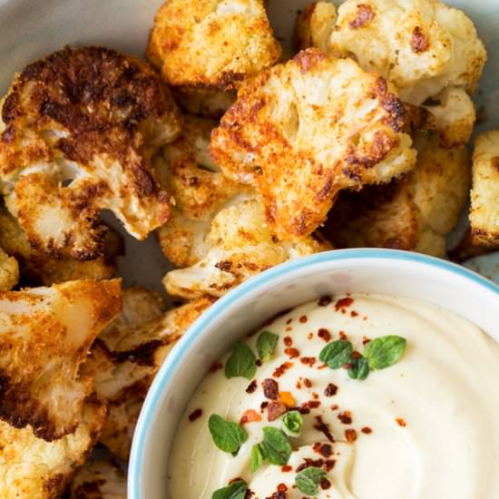 Parmesan cauliflower + oilfree mayo