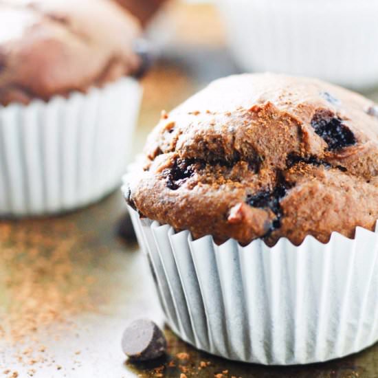 Double Chocolate Protein Muffins