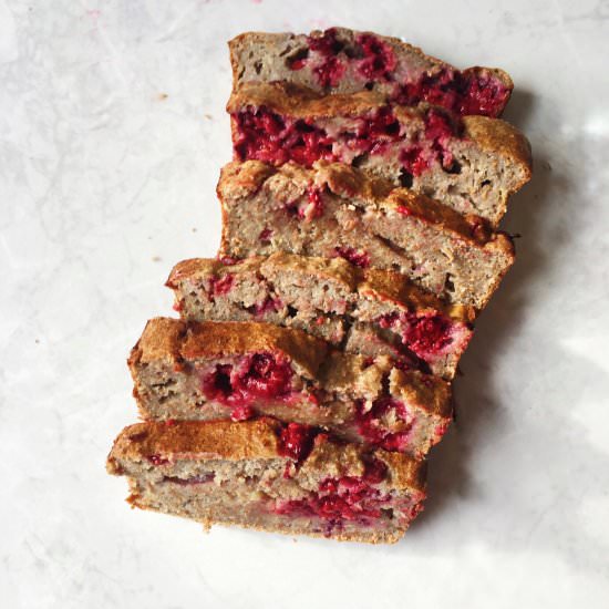 Healthy raspberry banana bread