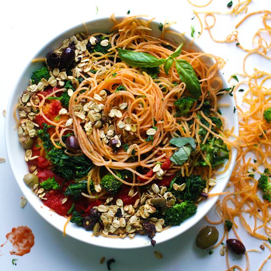 sweet potato spaghetti with oats