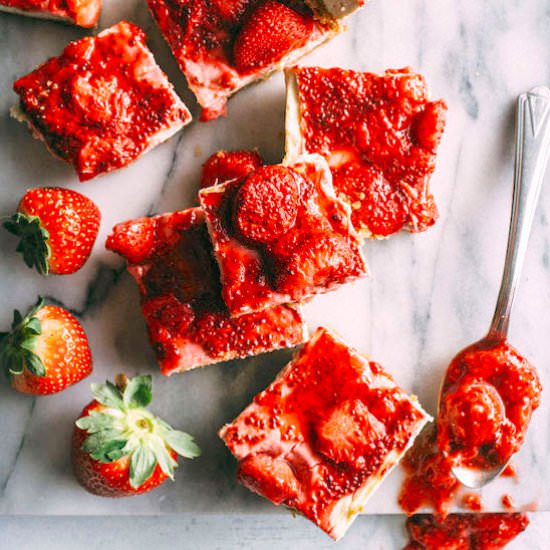 Strawberry Chia Cheesecake Bars