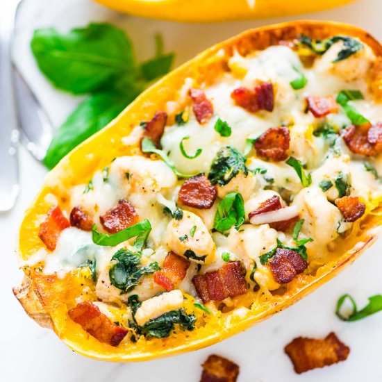 Spaghetti Squash Boats with Chicken