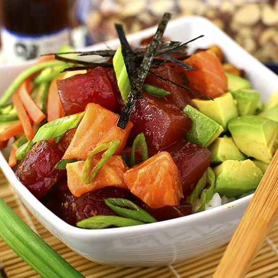 Poke Bowls with Sesame-Soy Almonds