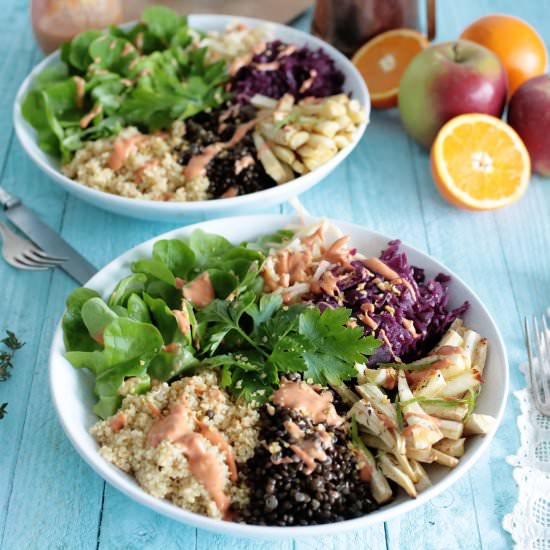 Lentil and Quinoa Bowl with Parsnip