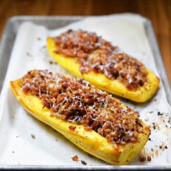 Roasted Delicata Squash with Sausage