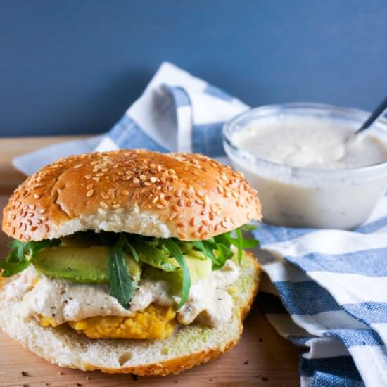 Sweet Potato Burger & Cashew Sauce
