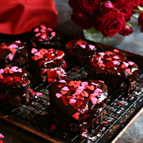 Heart Shaped Chocolate Cherry Cakes