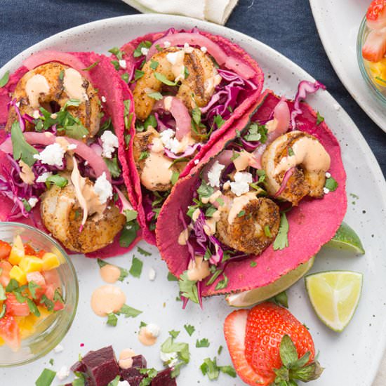 Pink Tacos with Spicy Shrimp