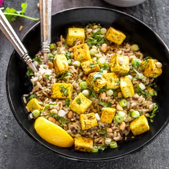 Curried Tofu & Peanuts with Rice