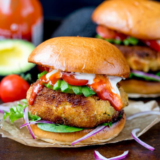 Cheesy Chickpea and Veggie Burgers