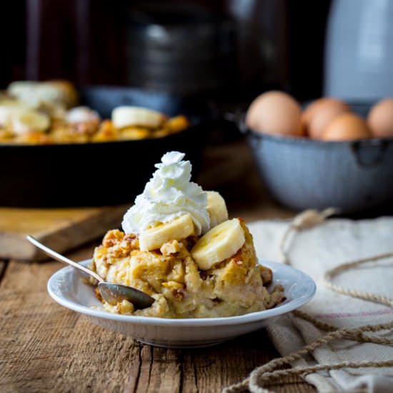 Greek Yogurt Banana Bread Pudding
