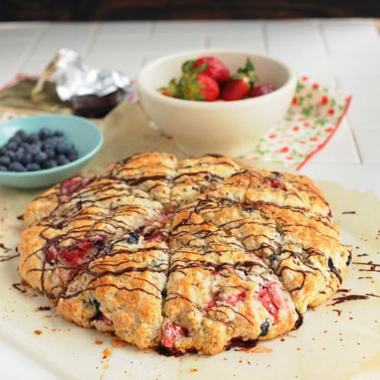 Berry Scones with Chocolate Drizzle