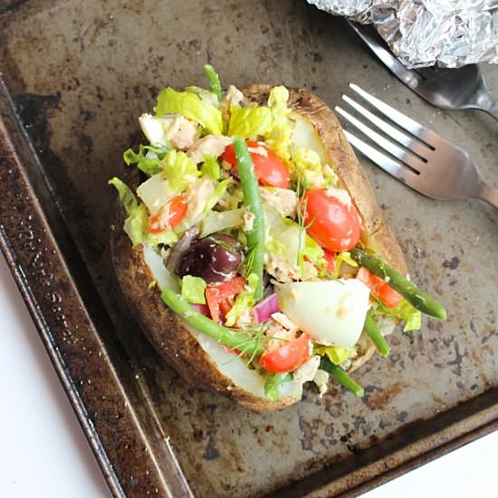 Tuna Nicoise Stuffed Baked Potatoes