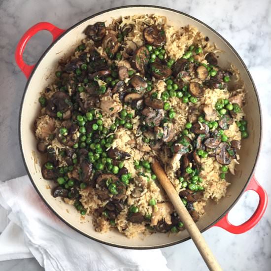 Baked Rice with Chicken & Mushrooms