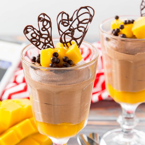 Chocolate Mousse with Mango Gelee