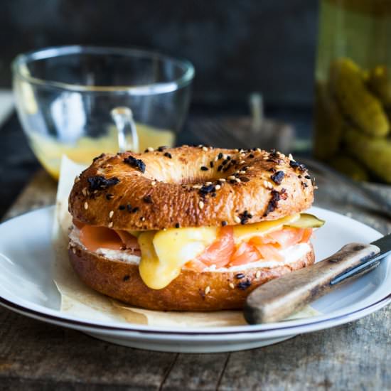 Salmon and Egg Bagel