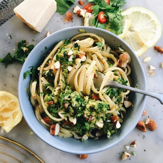Zucchini, Chilli, Garlic Linguini