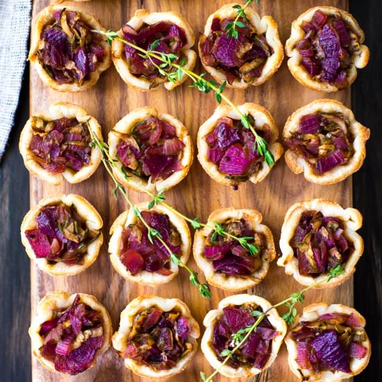 Onion Balsamic Zucchini Tartlets