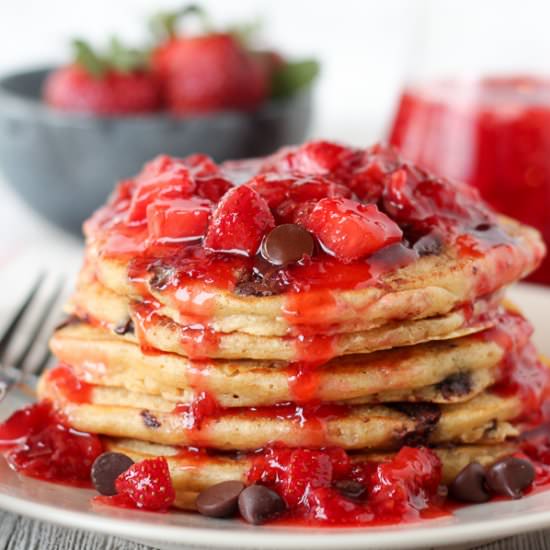 Pancakes with Strawberry Syrup