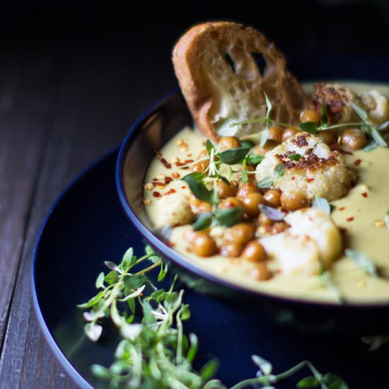 Cauliflower & Chickpea Potato Soup