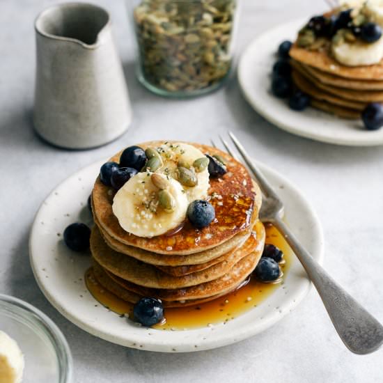 Blended Buckwheat Banana Pancakes