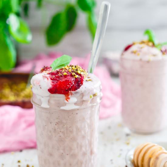 Roasted Strawberry Basil Milkshake